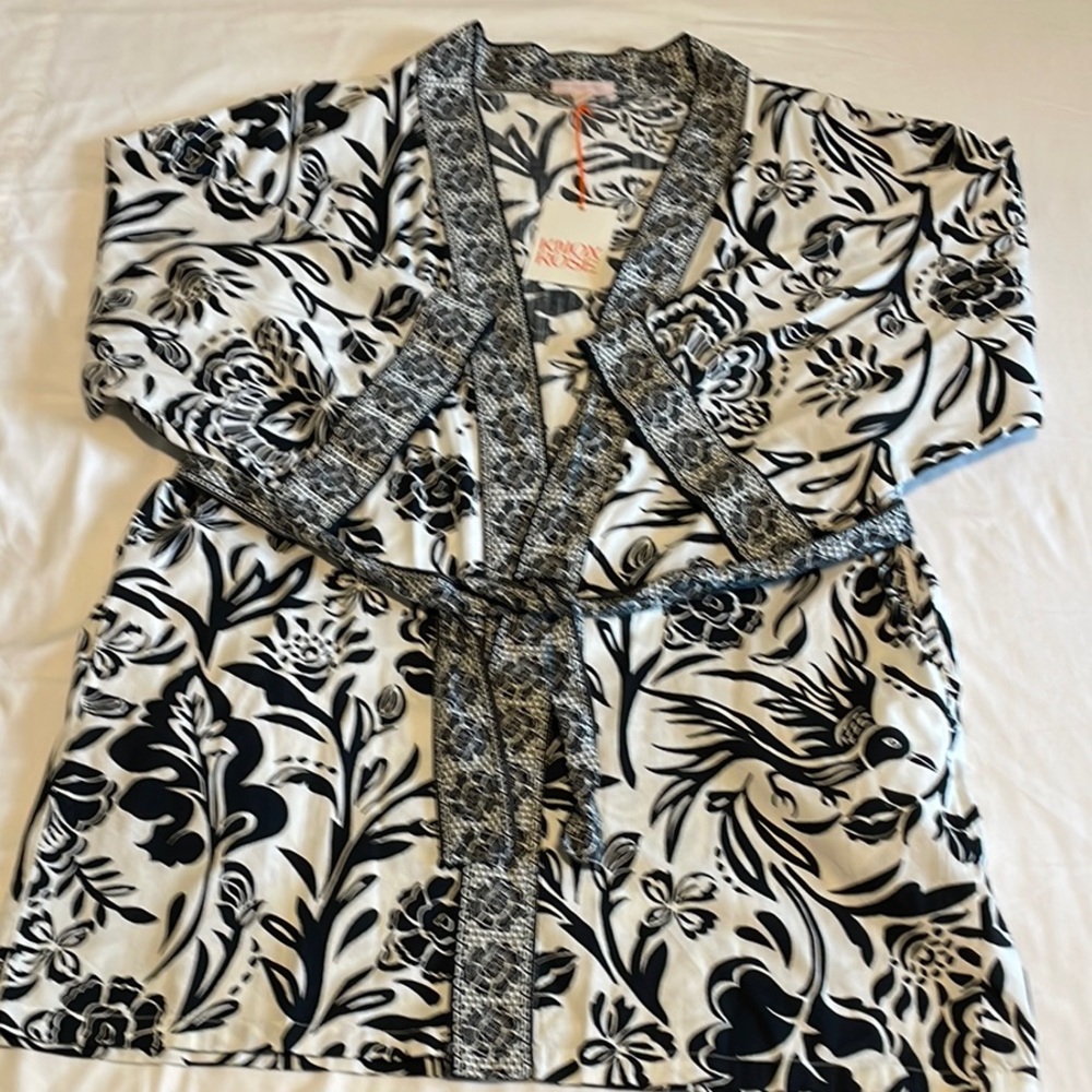 Black and White Floral Kimono